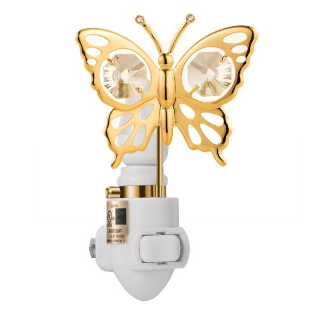 24K Gold Plated Butterfly Handcrafted Luxury Night Light Decorated Swarovski Crystals Bedroom Bathroom Kids Room Gift Premium Decor - image 1
