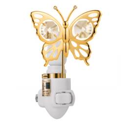 24K Gold Plated Butterfly Handcrafted Luxury Night Light Decorated Swarovski Crystals Bedroom Bathroom Kids Room Gift Premium Decor