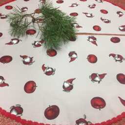 Handmade Linen Christmas Tree Skirt Scandinavian Holiday Decor - thumbnail 3