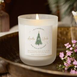 Personalised Christmas Candle Gift For Aunt & Uncle Snowy Tree Scented Soy Wax - thumbnail 1