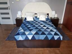 2 Denim Jeans Quilt Patchwok, Patchwork Denim, Denim Bedcover, Bedcover Patchwork, Upcycled, Scrap Fabric, Bedspread, Vintage - thumbnail 1