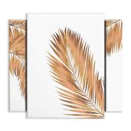 Gold Leaf Trio Canvas Print, Botanical Triptych Wall Art - thumbnail 2
