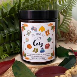 Autumn Candle Time To Get Cosy - Pumpkin Spice Personalised Soy Wax - No Paraffin - thumbnail 1