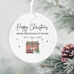 Happy Christmas From Our House To Yours Ceramic Bauble Ornament Tree Decoration Gift Idea For Neighbours Families Couples - thumbnail 3