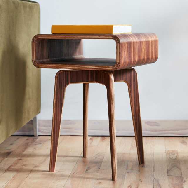 Handmade Mid Century Modern Side Table in Walnut, Narrow Wood Nightstand, Minimalist Bedroom Furniture, Small End - image 1