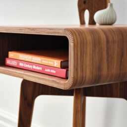Handmade Mid Century Modern Side Table in Walnut, Narrow Wood Nightstand, Minimalist Bedroom Furniture, Small End - thumbnail 3