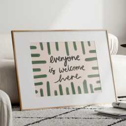 Everyone Is Welcome Here Print - Sage Green Wall Art Prints, Decor, Bedroom Living Room Art - thumbnail 2