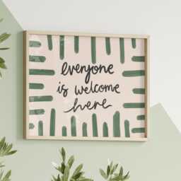Everyone Is Welcome Here Print - Sage Green Wall Art Prints, Decor, Bedroom Living Room Art - thumbnail 1