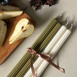 Thin Ribbed Taper Candles Decorative Soy Wax Dinner Candles - thumbnail 2