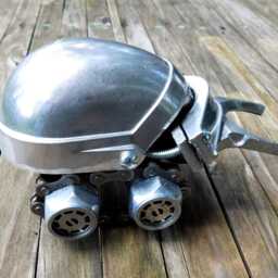 steampunk Beetle Sculpture Metal Bug Figurine - thumbnail 4