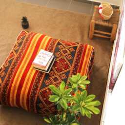 Unstuffed Moroccan Ottoman Pouf Square Footstool, Multicolored - thumbnail 3