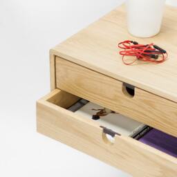 Floating Nightstand Bedside Table With 2 Drawers in Solid Oak Mid Century Modern - thumbnail 2