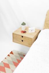 Floating Nightstand Bedside Table With 2 Drawers in Solid Oak Mid Century Modern