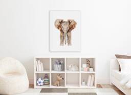 Canvas Nursery Art, Elephant Decor, Gallery Wrapped Canvas, Safari Baby Animal Print, Watercolor, Canvas Wall Art - thumbnail 1