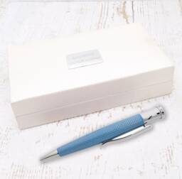 Elegant Diamond Cut Luxury Blue Pen Set With Personalised Engraved Box