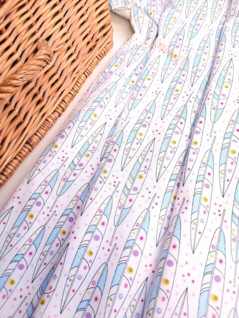 Baby Blanket - Luxurious Cotton & Plush Newborn Nursery, Stroller, Car Rainbow Feathers Cream - image 1