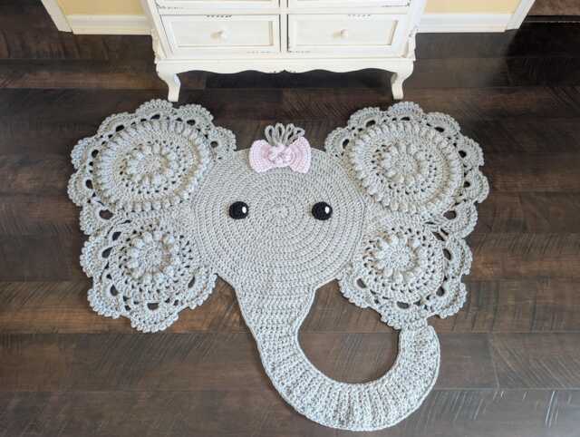 Crochet Elephant Rug, Nursery Decor, Photo Prop - image 1