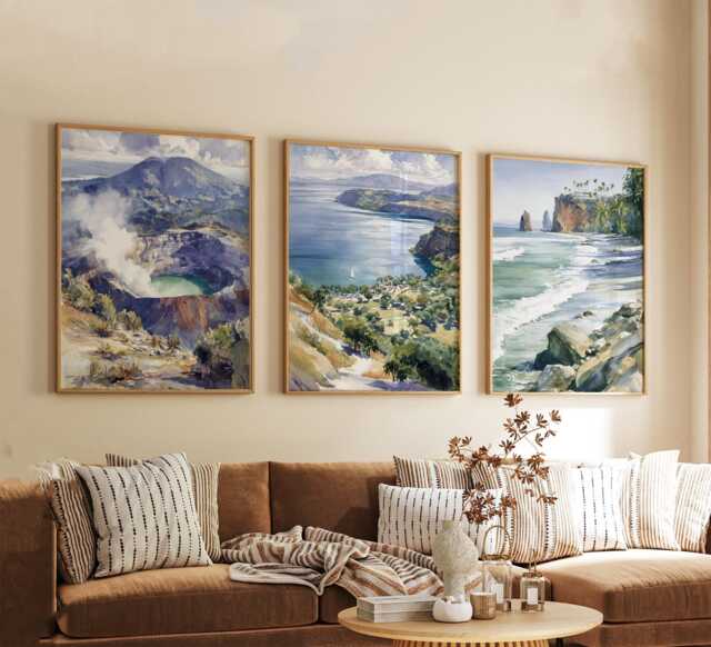 Set Of 3 El Salvador Posters, Central America Travel Wall Art, Tropical Landscape Print Set, Modern Artwork, Home Decor, Earth Tone Style - image 1