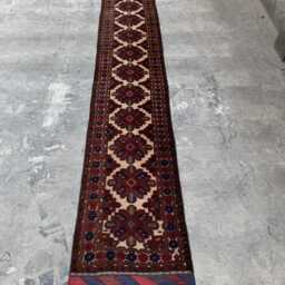 2'1x14'2 Afghan Runner Rug - Extra Long Hand-Knotted Wool Turkmen , Oriental Tribal Floral Design Kitchen Hallway - thumbnail 2