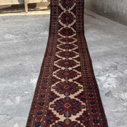 2'1x14'2 Afghan Runner Rug - Extra Long Hand-Knotted Wool Turkmen , Oriental Tribal Floral Design Kitchen Hallway - thumbnail 3