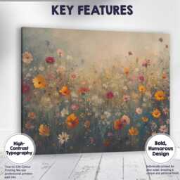 Dreamy Wildflower Meadow Botanical Floral Painting Canvas Wall Art Print Decor Picture Ready To Hang - thumbnail 1