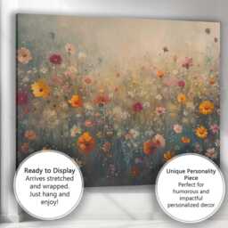 Dreamy Wildflower Meadow Botanical Floral Painting Canvas Wall Art Print Decor Picture Ready To Hang - thumbnail 3