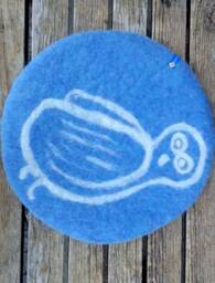 Handfelted Seat Cushion With An Owl For Chairs, Benches, Floors - thumbnail 1