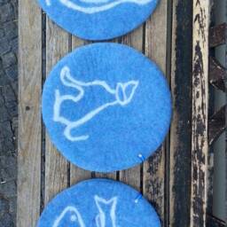 Handfelted Seat Cushion With An Owl For Chairs, Benches, Floors - thumbnail 4