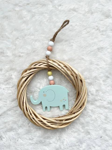 Elephant Nursery Decor - Safari Theme Wall Hangings Child's Playroom Plaques Jungle Unisex New Baby Gift - image 1