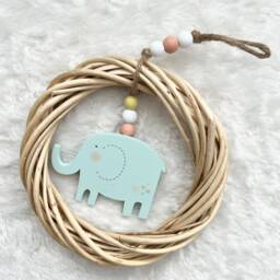 Elephant Nursery Decor - Safari Theme Wall Hangings Child's Playroom Plaques Jungle Unisex New Baby Gift - thumbnail 4