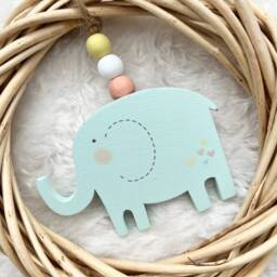 Elephant Nursery Decor - Safari Theme Wall Hangings Child's Playroom Plaques Jungle Unisex New Baby Gift - thumbnail 2