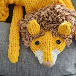 Long Lion Blanket, Rug, Fleece Animal Yellow Chunky Knit, Throw Blanket - thumbnail 2