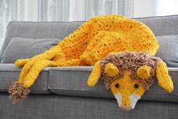 Long Lion Blanket, Rug, Fleece Animal Yellow Chunky Knit, Throw Blanket - thumbnail 1