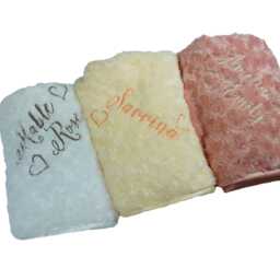 Personalised Embroidered Rose Bud Blanket, Choice Of Fonts & Thread Colours New Born Baby Boy, Girl Gift - thumbnail 3