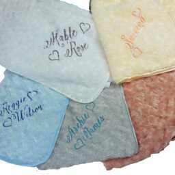Personalised Embroidered Rose Bud Blanket, Choice Of Fonts & Thread Colours New Born Baby Boy, Girl Gift - thumbnail 1