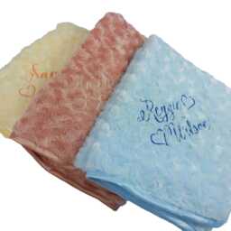 Personalised Embroidered Rose Bud Blanket, Choice Of Fonts & Thread Colours New Born Baby Boy, Girl Gift - thumbnail 2