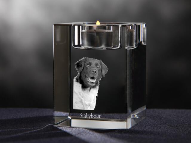 stabyhoun - Crystal Candlestick With Dog, Souvenir, Decoration, Limited Edition, Collection - image 1