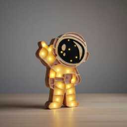Astronaut Night Light - Wooden Space Nursery Lamp Led Kids Room Decor Explorer Gift