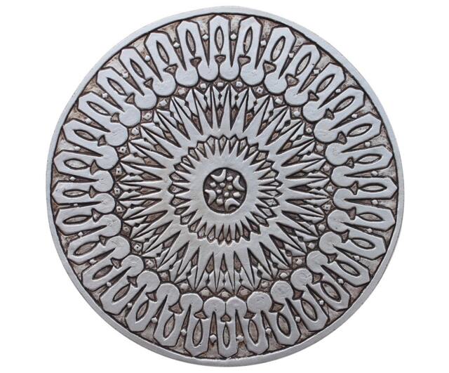 Circular Wall Sculpture, Handmade Ceramic Decor, Tile, Moroccan Garden Decor #3 30cm Aged Silver - image 1
