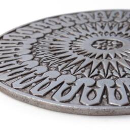 Circular Wall Sculpture, Handmade Ceramic Decor, Tile, Moroccan Garden Decor #3 30cm Aged Silver - thumbnail 2