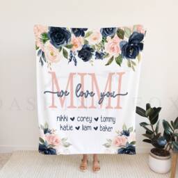 Christmas Blanket, Gift, Floral Style Personalized Mom Gift For Grandparent, Birthday - thumbnail 2