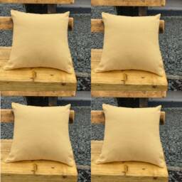 Set Of 4 Knitted Cushion Covers - Pastel Yellow, Handmade Pillowcase 18x18 - thumbnail 3