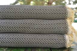 "Black Blanket, Throw Blanket, Bed Rug, Peshtemal Cover, Bed Cover, Turkish 100% Cotton Towel, 75""x91"