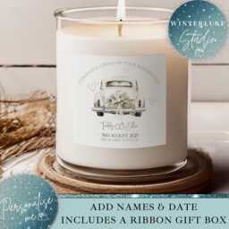Personalised Wedding Candle Gift, Just Married, Car, Newlyweds, Congratulations On Your Day, Bride & Groom Gift, Mr Mrs - thumbnail 1