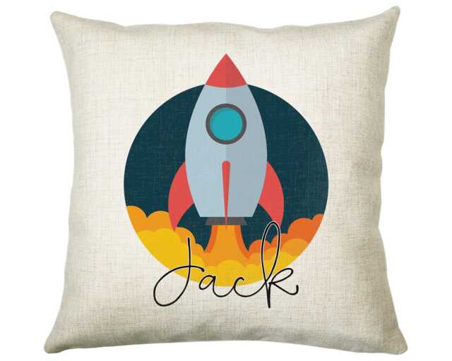 Personalised Space Rocket Cushion Gift Printed Name Design Throw Pillow For Boys Nursery Bedroom Birthday Christmas Cs011 - image 1
