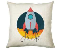 Personalised Space Rocket Cushion Gift Printed Name Design Throw Pillow For Boys Nursery Bedroom Birthday Christmas Cs011 - thumbnail 1