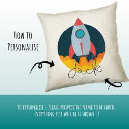 Personalised Space Rocket Cushion Gift Printed Name Design Throw Pillow For Boys Nursery Bedroom Birthday Christmas Cs011 - thumbnail 3