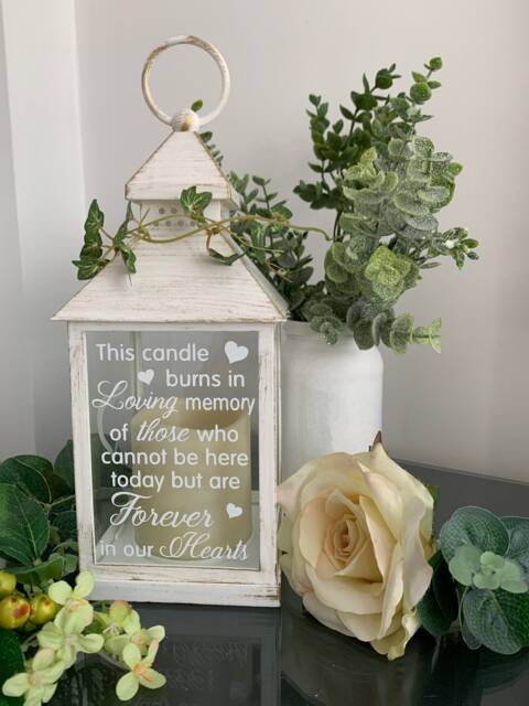 Memorial Wedding Lantern Led Candle, in Loving Memory, White Gold Plastic, Decor - image 1