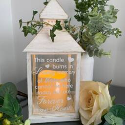 Memorial Wedding Lantern Led Candle, in Loving Memory, White Gold Plastic, Decor - thumbnail 3
