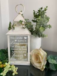 Memorial Wedding Lantern Led Candle, in Loving Memory, White Gold Plastic, Decor - thumbnail 1